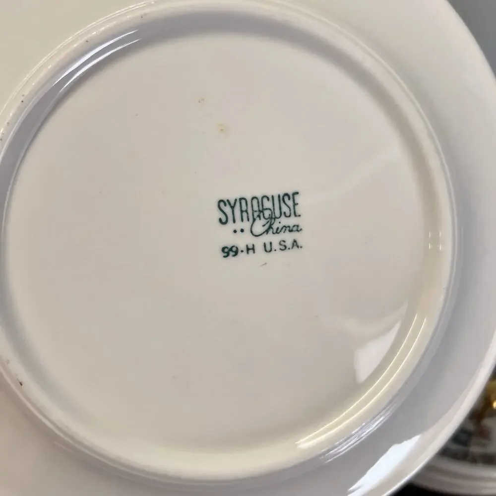 4 x Syracuse Restaurant Ware Indian Tree Pink Dessert Pie Plate 7-1/8